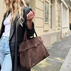 Bolso tote vintage marrón para mujer