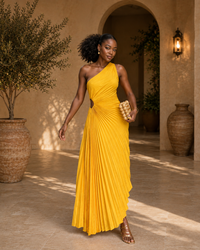 VESTIDO PLISIADO DE UN SOLO HOMBRO