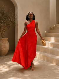 VESTIDO PLISIADO DE UN SOLO HOMBRO