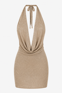 MINIVESTIDO DE MUJER CON ESCOTE EN "V" PROFUNDO Y ESPALDA DESCUBIERTA